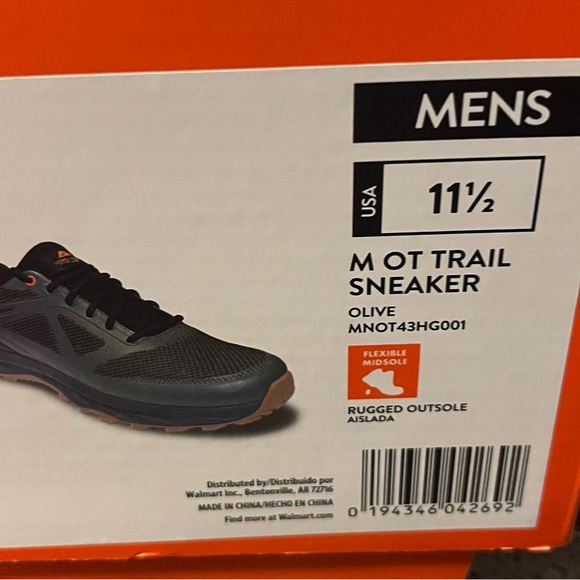 New In Box Ozark Mens trail hikers sneaker size 11.5 olive green breathable , - Picture 9 of 13